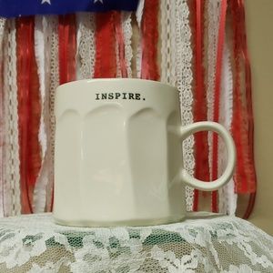 Rae Dunn mug, "Inspire", typewriter font